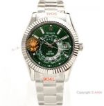 N9F Swiss Copy Rolex DiW Sky-Dweller Stainless Steel Green Watch w- World Timer